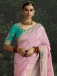 Light Pink Zari Weaving Wedding Saree