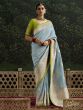 Blue Sequins Work Saree In Dola Silk