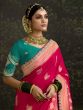 Red Zari Woven Bridal Saree In Dola Silk