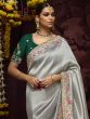 Grey Stone Embellished Party Saree In Silk