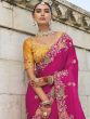 Rani Pink Satin Saree In Heavy Zari Embellishment