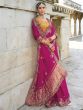 Rani Pink Satin Saree In Heavy Zari Embellishment