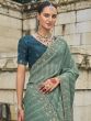 Green Wedding Wear Saree In Stone Embroidery