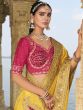 Yellow Crape Saree With Heavy Embroidered Borders