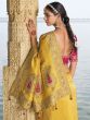 Yellow Crape Saree With Heavy Embroidered Borders