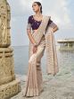 Cream Mirror Work Enhanced Party Saree In Silk