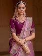 Lilac Traditional Saree In Thread Embroidery