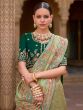 Green Silk Saree With Embroidered Borders