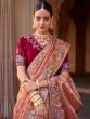 Peach Embroidered Traditional Wear Sarees