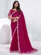 Berry Red Silk Saree In Floral Embroidered Borders