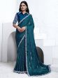 Rama Green Party Wear Saree In Hand Work