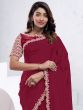 Red Crepe Bridesmaid Sarees With Blouse