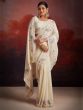 Off White Georgette Saree In Heavy Embroidery