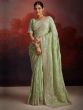 Pista Green Floral Embellished Bridesmaid Sarees