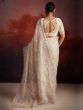 Light Beige Net Saree With Heavy Embroidered Borders