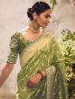 Green Zari Weaving Saree In Tissue Silk