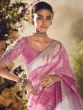 Baby Pink Festive Saree With Embroidered Blouse