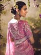 Baby Pink Festive Saree With Embroidered Blouse