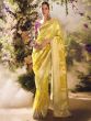 Yellow Silk Saree With Embroidered Borders