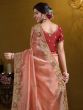 Peach Wedding Saree With Floral Embellishment