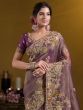 Purple Bridesmaid Saree With Heavy Floral Borders