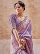 Purple Bandhani Printed Saree With Blouse