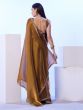 Brown Party Wear Saree In Stone Embroidery