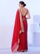 Cherry Red Wedding Saree In Mirror Embellishment