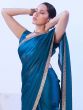 Blue Stone Embroidered Saree In Chiffon