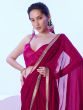 Red Wedding Saree With Embroidered Lace