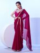 Red Wedding Saree With Embroidered Lace