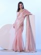 Light Pink Bridesmaid Silk Saree In Stone Work