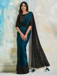 Blue Crepe Saree With Embroidered Pallu