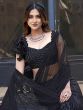 Black Party Wear Net Saree In Hand Work