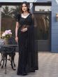 Black Party Wear Net Saree In Hand Work