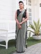 Dusty Grey Readymade Saree With Long Shrug