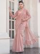 Blush Pink Silk Ruffle Sarees With Jacket