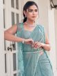 Sky Blue Ombre Effect Readymade Saree With Shrug