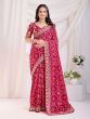 Cherry Red Printed Saree With Blouse