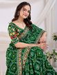 Dark Green Bandhani Printed Festive Saree