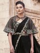 Black Cocktail Wear Saree In Floral Work