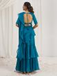 Blue Ruffle Style Saree With Blouse In Organza