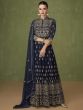 Blue Slitted Anarkali Salwar Kameez In Georgette