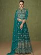 Turquoise Anarkali Salwar Suit With Embroidery