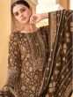 Brown Velvet Salwar Suit With Digital Prints