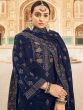 Blue Velvet Salwar Kameez With Dupatta