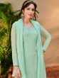 Turquoise Embroidered Salwar Suit In Georgette