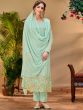 Turquoise Embroidered Salwar Suit In Georgette