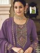 Purple Thread Embroidered Georgette Salwar Suit