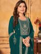 Green Embroidered Straight Cut Salwar Kameez